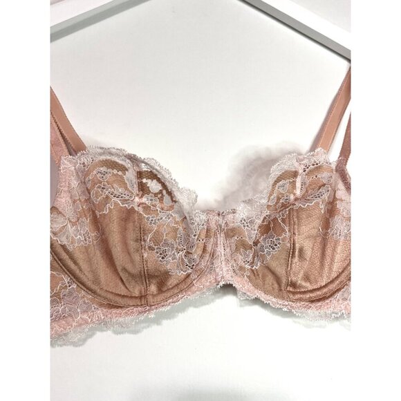 Wacoal Blush Pink Lace Affair Bra Nude 851256 Underwire Sheer Coquette 32C - Picture 3 of 6